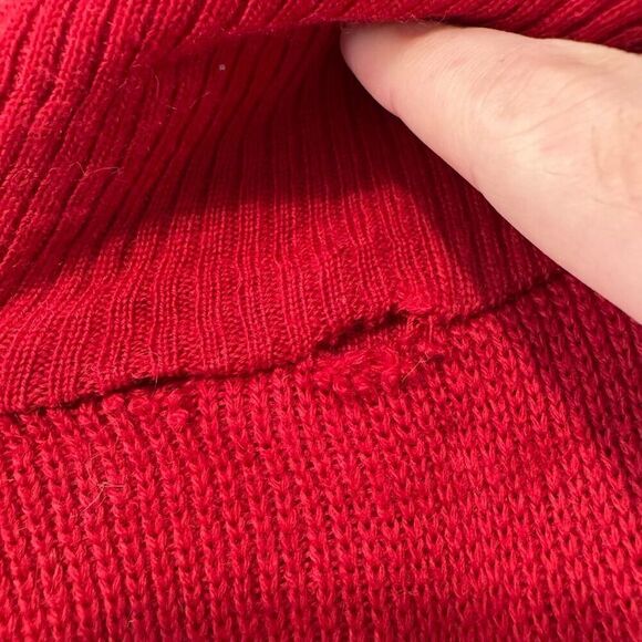 Women’s Red Zip Up Knit Sweater Size Small Zipper Pockets High Neck - Picture 7 of 11